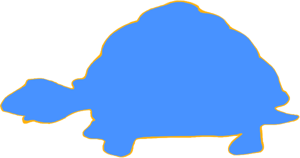 The image shows a blue turtle with an orange outline on top of what appears to be watermarked text that reads "1024x768".