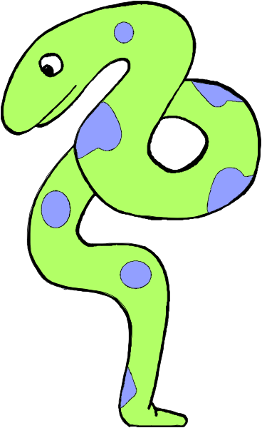 The image shows a cartoon snake with spots on its body standing upright against a white background.