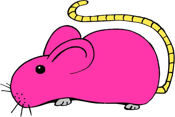 The cartoon shows a pink rat with yellow eyes lying on its side next to an antennae that is connected by wires to what appears to be a small machine or device in front of it.