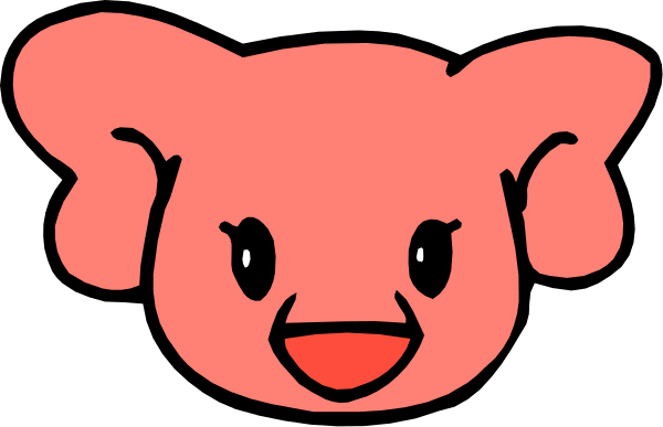 The image shows a cartoon of an animal with red fur that appears to be smiling at something offscreen.