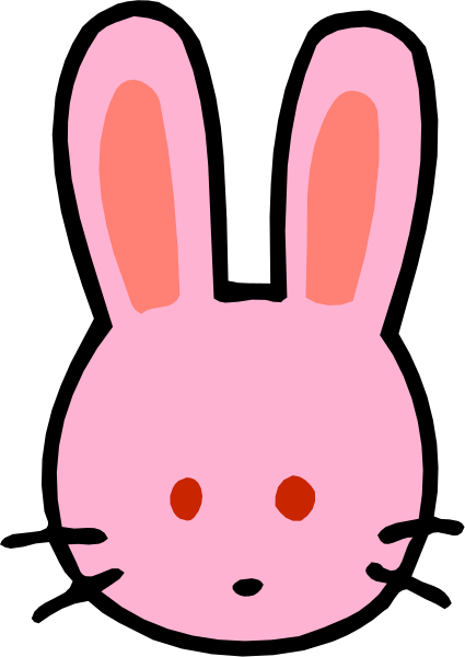 The image shows a simple line drawing of an Easter bunny with pink fur against a black background on what appears to be a smartphone screen displaying this artwork in portrait orientation.