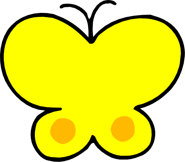 The image shows a simple black and white illustration of two butterflies with yellow bodies flying over what appears to be an abstract representation of flowers in various shades of orange and pink.