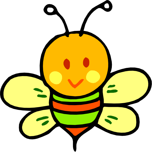 The images show a cartoon bee with two wings on its back flying against different backgrounds: black for the left image and white for the right one.