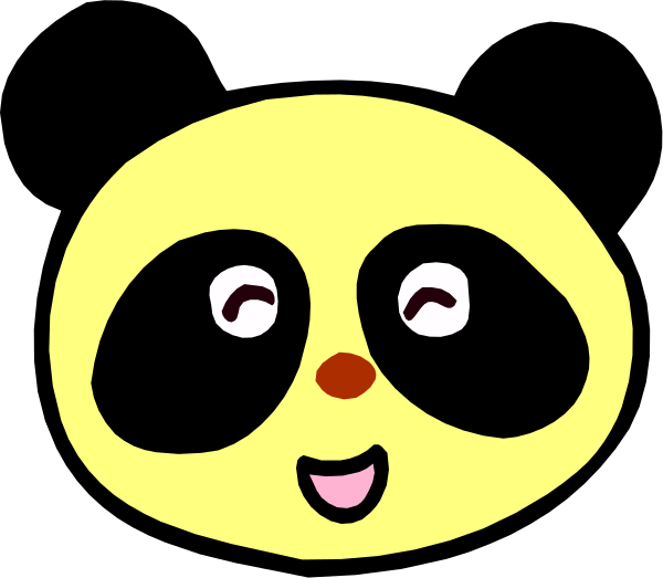 The image shows a cute cartoon panda with black eyes and ears against a white background.