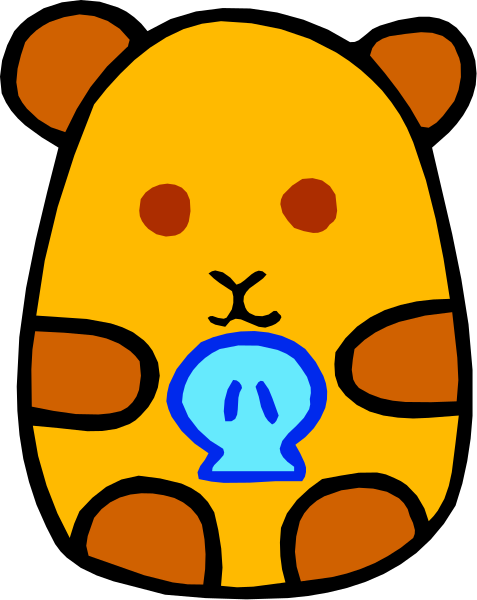 The image shows a cartoon of an anthropomorphic teddy bear holding what appears to be a key with its mouth while sitting in front of a blue door that has two locks on it; there is no text present, and all elements within this description can confidently be identified from the provided clip-art.