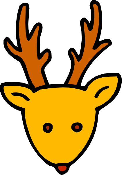 The image shows a cartoon deer with antlers against an orange background on what appears to be a flagpole.