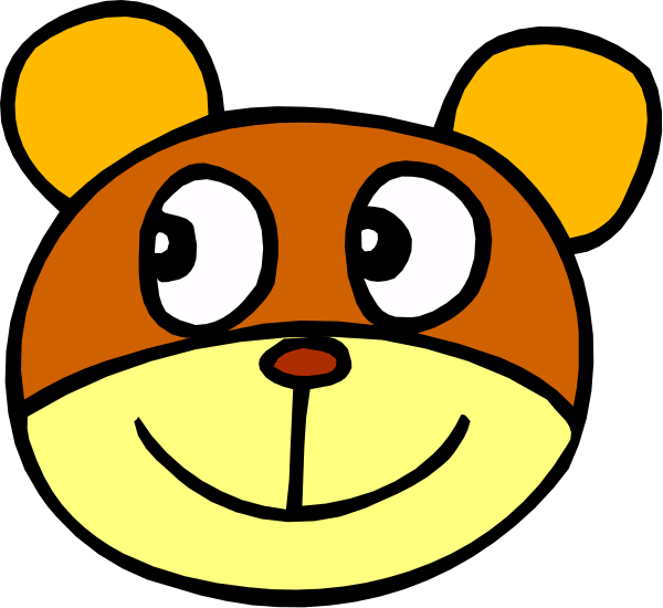The image shows two cartoon teddy bears with a smiling face on each side of a black background; there is no text present in this clip-art illustration.