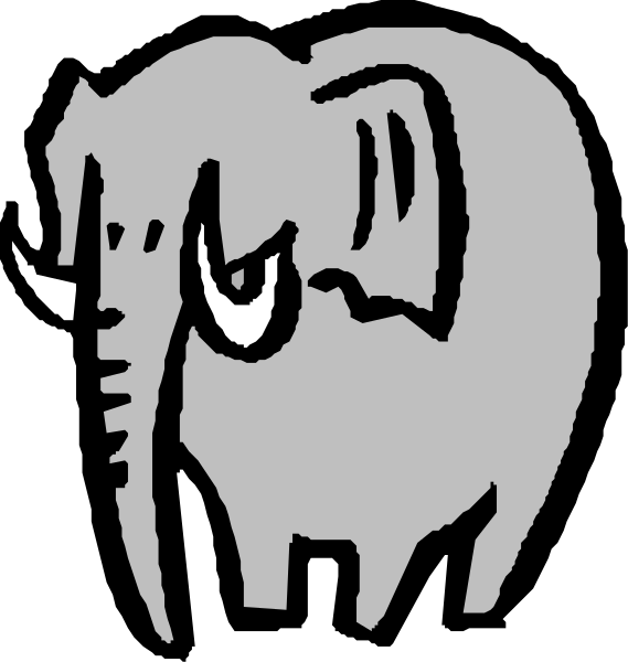 The image shows two different illustrations of an elephant's head against a black background: on top is a simple line drawing with minimal detail; below it appears to be a more detailed shaded version that gives depth and texture, suggesting furrows in skin or wrinkles around the eyes and mouth.