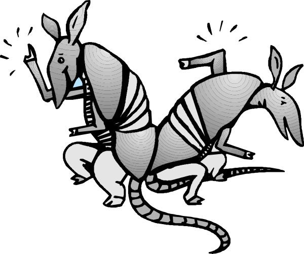 The black and white illustration shows a rat with wings sitting on top of another animal that appears to be an elephant lying down; both creatures have human-like features such as arms and legs, suggesting anthropomorphism in this artwork.