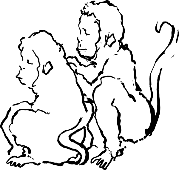 The black silhouette of a person standing against an indistinct background with no other discernible details visible due to its small size in this clip-art image.