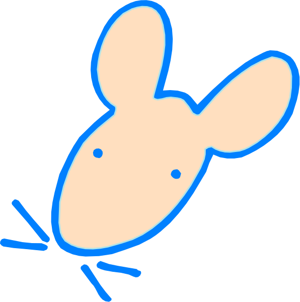 The image shows a simple cartoon of an animated bunny with two ears on top of its head against a black background.