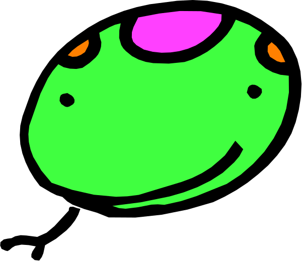 The image shows a cartoon frog with an exaggerated smile against a black background.