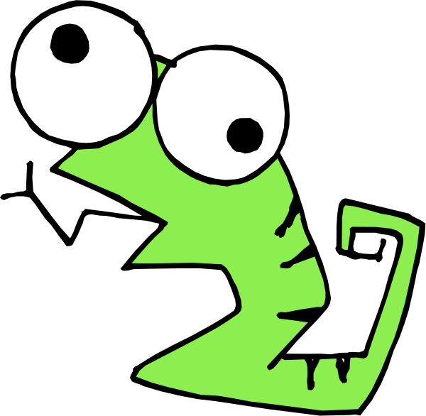 The image shows a cartoon of an alien with big eyes looking surprised next to another character that appears to be eating it from behind.