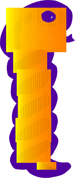 The image shows a purple letter "t" with an orange outline on top of it against a gray background.