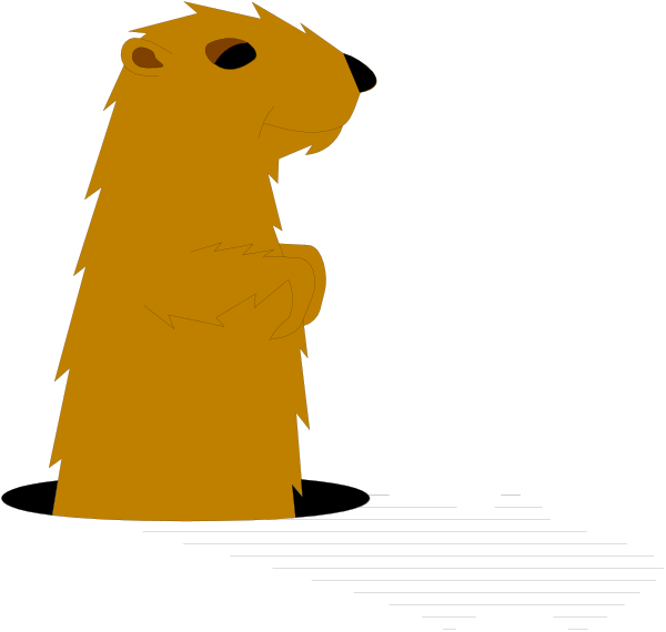 The image shows a cartoon of an orange beaver standing upright on its hind legs with arms outstretched against a black background.