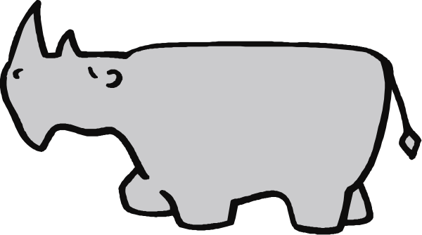 The black and white silhouette of a cow standing next to an elephant with tusks on its head.