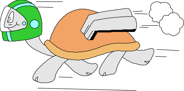 The cartoon shows a character running with an object that resembles a large white block on its back being chased by another figure in green armor who is also carrying something similar to what's attached to the first person, suggesting some sort of chase scene or competition between two characters each holding onto blocks.