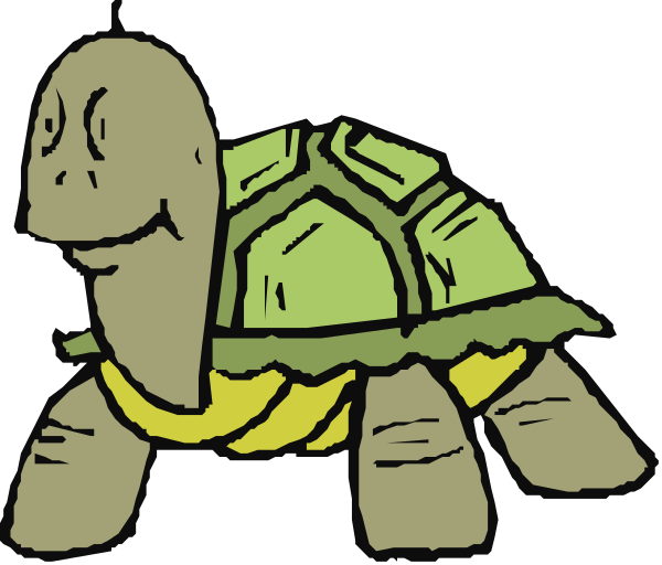 The image shows a cartoon of two turtles with human faces; on the left is an adult turtle wearing sunglasses and holding bananas in its shell while smiling broadly at something off-screen, and to the right is a smaller juvenile turtle looking surprised or shocked. Both are depicted against a black background.