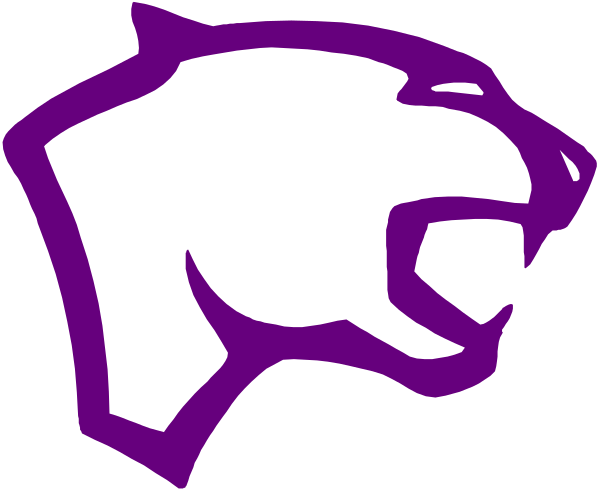 The image shows a stylized graphic of an animal that resembles a panther's head with its mouth open in mid-roar against a white background; there is no text present within this clip-art image, and it appears to be designed for use as part of branding or team logos.
