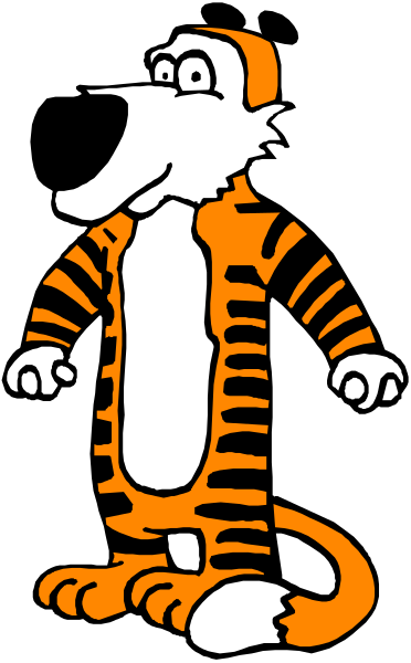 The image shows a cartoon character of Scooby from "Scooby-Doo" standing upright with his arms outstretched in front of him against an orange background on one side and black on the other, giving it a split screen effect.