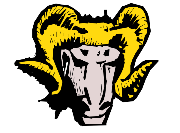 The black and white illustration features a stylized depiction of an animal with large horns wearing what appears to be human-like clothing resembling armor pieces on its body; it is holding up one hand as if in greeting, while also displaying another arm that seems to have been severed or removed. The creature's face has a neutral expression and the overall style of this image suggests an artistic representation rather than realistic depiction.