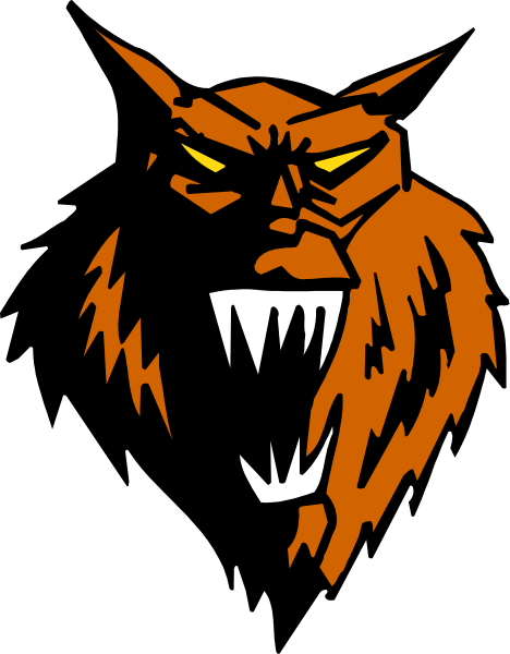 The image shows a stylized graphic of an animal with sharp teeth bared at its mouth against a black background.