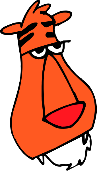 The image features a cartoon character resembling Scooby from "Scooby-Doo," standing with his mouth open in front of an unseen object that he appears to be looking at intently, set against a plain background.
