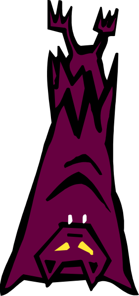 The image shows a purple creature with horns peeking out from behind what appears to be an open door of a house-like structure in a dark background.
