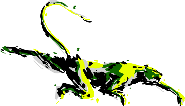 The image shows a black and white photo of an animal with yellow spots on its body.