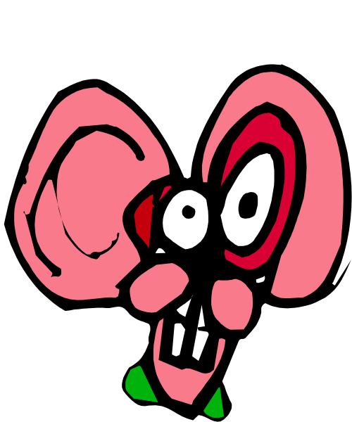 The image shows a cartoon of an elephant with large ears that have been edited to look like human eyes wearing glasses, set against a dark background.