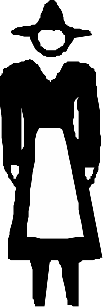 The image shows a black and white silhouette of an adult female figure standing next to what appears to be another smaller humanoid shape with no visible features on its head; both figures have long hair that extends down their backs, suggesting movement as if walking away from each other in opposite directions within the frame.