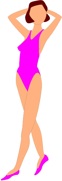 The image shows a woman wearing pink swimwear standing against a black background with her arms crossed over her head; she is depicted in an illustration-like manner typical of clipart images.