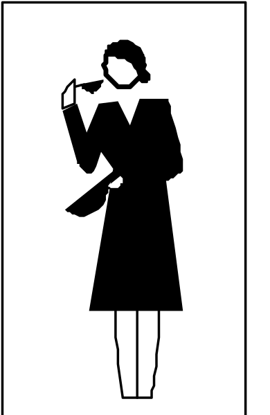 The black and white silhouette of a woman smoking with her back to us against an open door frame on what appears to be a wallpaper background.