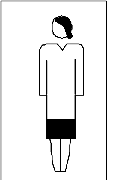 The image shows a black silhouette of an adult male figure standing next to what appears to be a door with two panels; one panel is open while the other remains closed.