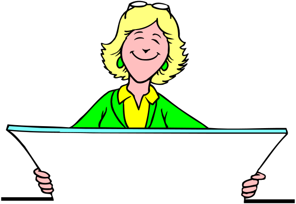 The cartoon shows a woman with blonde hair wearing glasses standing behind an open window of her house at nighttime holding up two fingers in front of it as if she's waving goodbye to someone outside, and there is no one visible on either side of the image; only blackness.