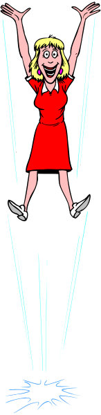 The image shows a cartoon of two girls on roller skates falling into an abyss with their arms outstretched for balance; one girl is in front while another follows behind them both wearing red dresses, and there's no visible background or setting other than this action scene.