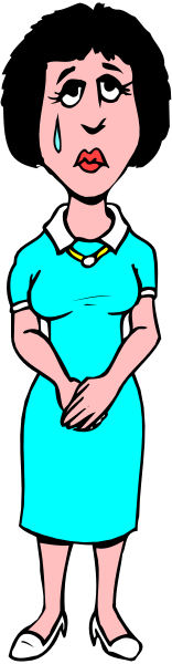 The image shows a cartoon of an animated nurse standing against a black background with her hands clasped together at waist level; she is wearing blue attire typical for nurses' uniforms.