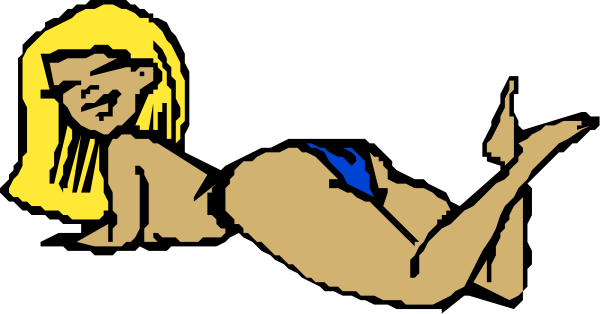 The image shows a cartoon of two women lying on their stomachs with only their heads visible; both have blonde hair. One woman is wearing blue shorts while the other has black pants. They appear to be looking at something off-frame, and there's an animated character in between them that looks like it could represent someone or a creature but without more context, I cannot provide specific details about its appearance. The background of this image features what seems to be a dark space with no distinct objects or setting visible beyond the characters themselves.