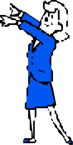 The image shows a black and white cartoon of an animated character who appears to be dancing with their arms outstretched in front of them against a dark background.