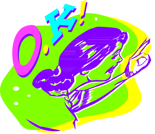The image shows a cartoon of an animated character with speech bubbles containing text that reads "ok" and appears to be in shock or surprise at something off-screen.
