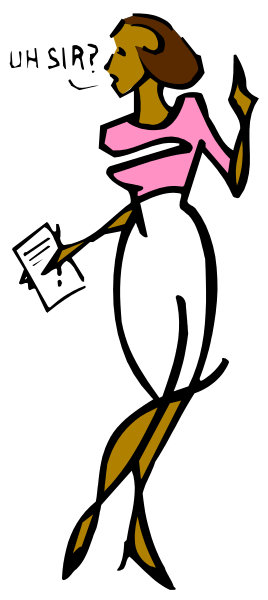 The image shows a black and white illustration of an animated woman with her back to us; she is wearing a pink top and skirt, standing in front of what appears to be a window frame on a wallpaper background that has stripes alternating between dark gray and light brown colors.