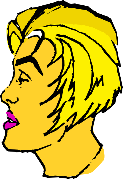 The image shows a black and white illustration of an animated character with blonde hair wearing sunglasses on top of their head.
