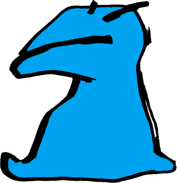The image shows a blue wizard's hat with two eyes drawn on it against a white background.