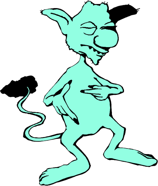 The image shows a cartoon of an anthropomorphic creature that resembles a green frog with human-like features such as arms and legs standing upright on two feet in what appears to be midstride, wearing shorts, holding its hands outwards while smiling broadly at something offscreen.