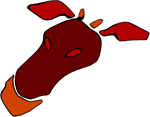 The image shows a cartoon of an elephant with red ears standing on its hind legs against a white background.