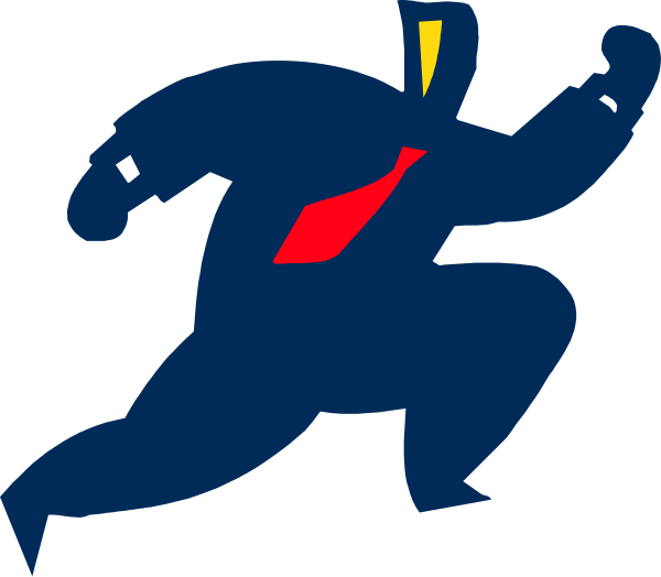 The image shows a cartoon of an animated character running with its arms outstretched to either side as if it's in motion against a plain background.