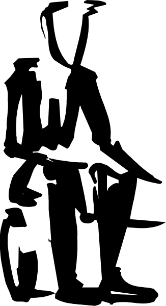 The black and white photo shows a person standing next to an umbrella at night with their back turned towards us.