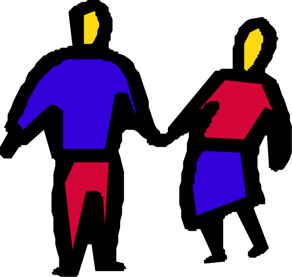 The image shows two stick figure characters standing side by side against a black background; both figures have red shirts with white outlines representing their bodies and limbs.