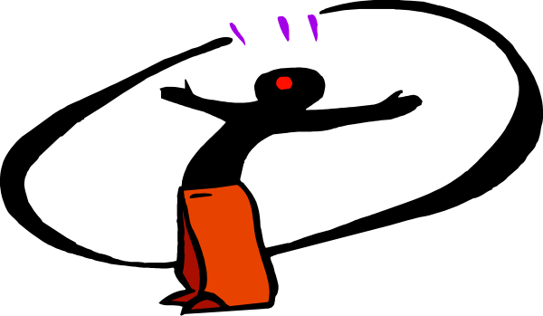 The image shows a red dog standing on its hind legs with an excited expression against a black background.