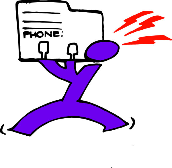 The image shows a cartoon of an animated character holding up a sign with "Phone" written on it while standing next to another figure that appears to be in distress due to being hit by something red resembling fire, which is coming from above and behind them.